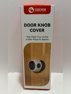 Child Door Knob Safety Cover — White with Black Interior